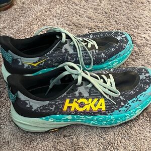 Hoka Women's Black and Teal Athletic Shoes